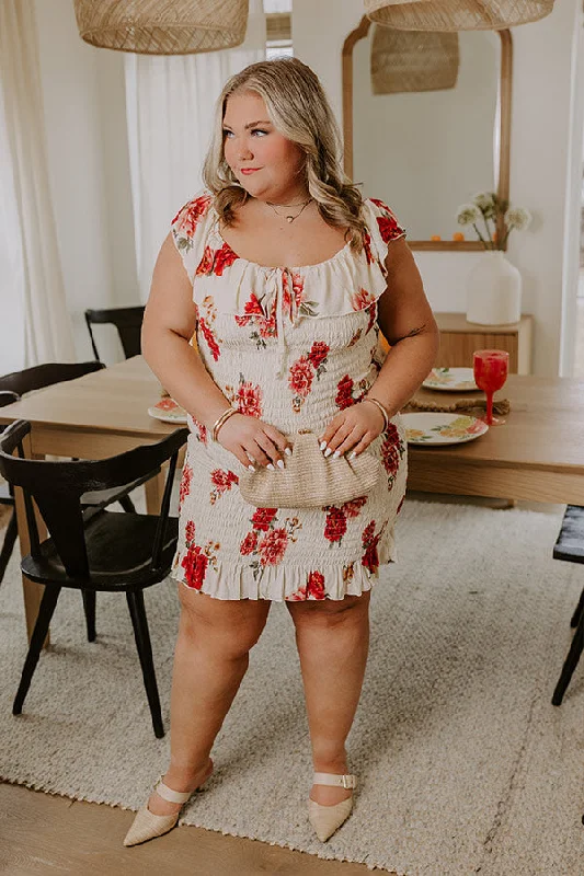 Mini dresses with cut - out details for a trendy look Ventura Highway Smocked Dress In Cream Curves Mini dresses with cut - out details for a trendy look Ventura Highway Smocked Dress In Cream Curves