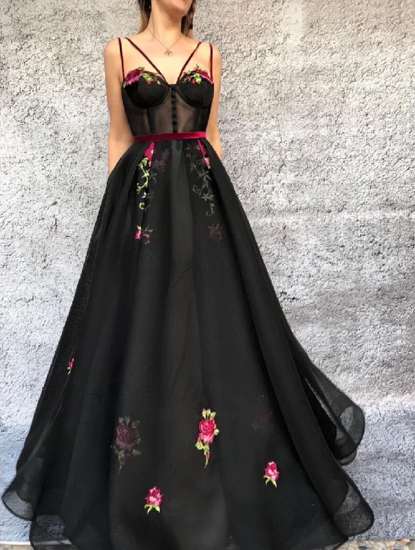 Leather mini dresses for a edgy style Onyx Floral Gown