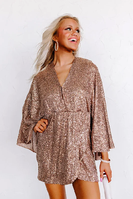 Mini dresses with button - down fronts Seriously Swept Away Sequin Dress