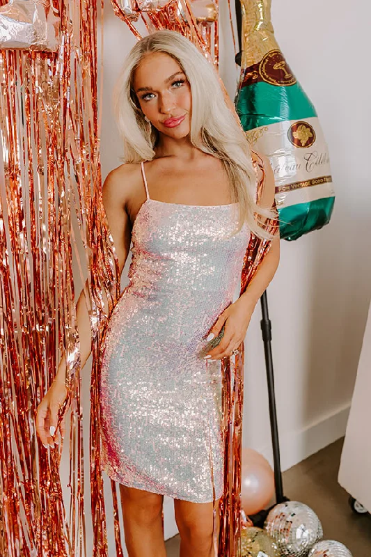 Mini dresses with tiered skirts for added volume Made To Shine Sequin Mini Dress in Light Peach