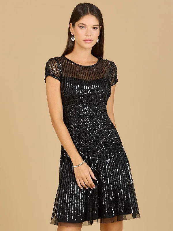 Halter - neck wedding dresses with a unique neckline Lara Dresses 29180 Cap Sleeve Sequin Cocktail Dress Halter - neck wedding dresses with a unique neckline Lara Dresses 29180 Cap Sleeve Sequin Cocktail Dress