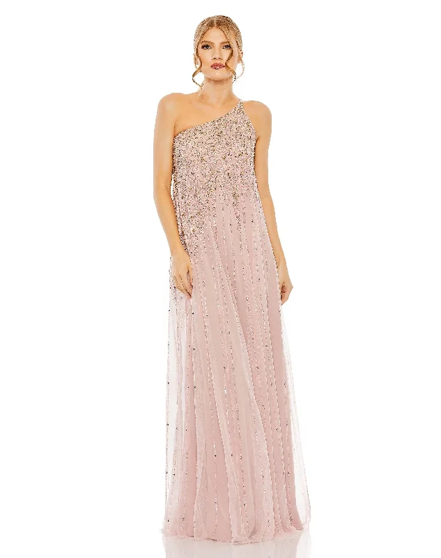Beach - friendly wedding dresses made of lightweight fabric Mac Duggal 9224 Long One Shoulder Formal Dress Beach - friendly wedding dresses made of lightweight fabric Mac Duggal 9224 Long One Shoulder Formal Dress