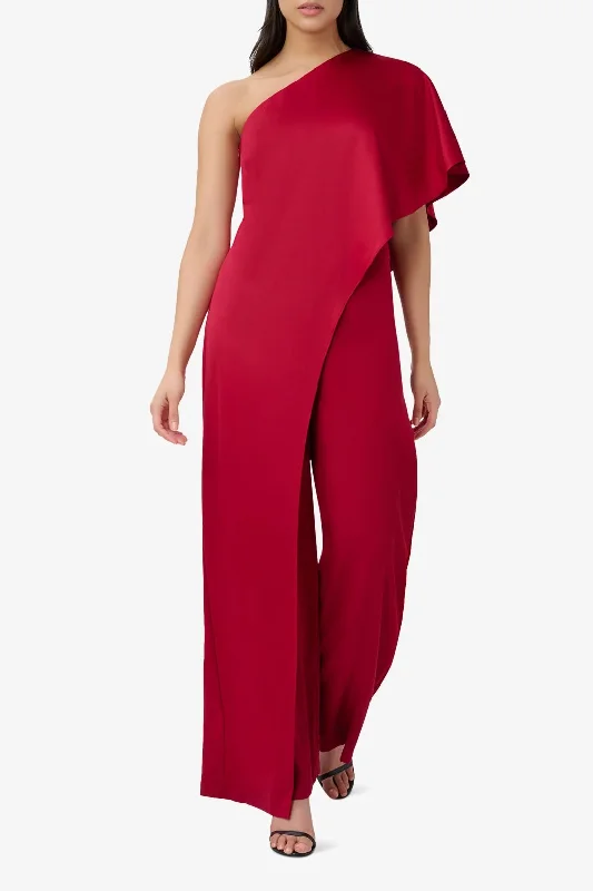 Wedding dresses with a belt made of crystals Adrianna Papell AP1E210091 Asymmetric Short Sleeve Formal Wide Leg Jumpsuit Wedding dresses with a belt made of crystals Adrianna Papell AP1E210091 Asymmetric Short Sleeve Formal Wide Leg Jumpsuit
