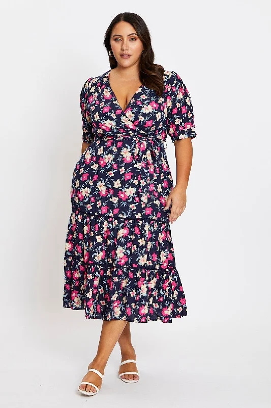 Midi dresses with off - the - shoulder necklines for a flirty look Floral Print Short Sleeve Puff Sleeve Midi Dress Midi dresses with off - the - shoulder necklines for a flirty look Floral Print Short Sleeve Puff Sleeve Midi Dress
