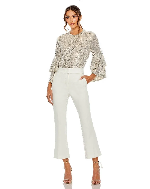 Strapless tulle wedding dresses for a fairy - tale feel​ Mac Duggal R26822 Long Sleeve Formal Sequin Top