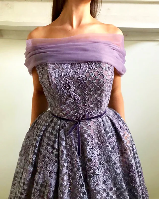 Mini dresses with pom - pom trims for a playful feel Mauve Winter Gown