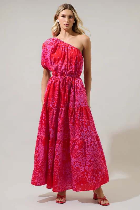 Midi dresses with cold - shoulder cutouts for a trendy style Addie Floral Querida One Shoulder Midi Dress Midi dresses with cold - shoulder cutouts for a trendy style Addie Floral Querida One Shoulder Midi Dress