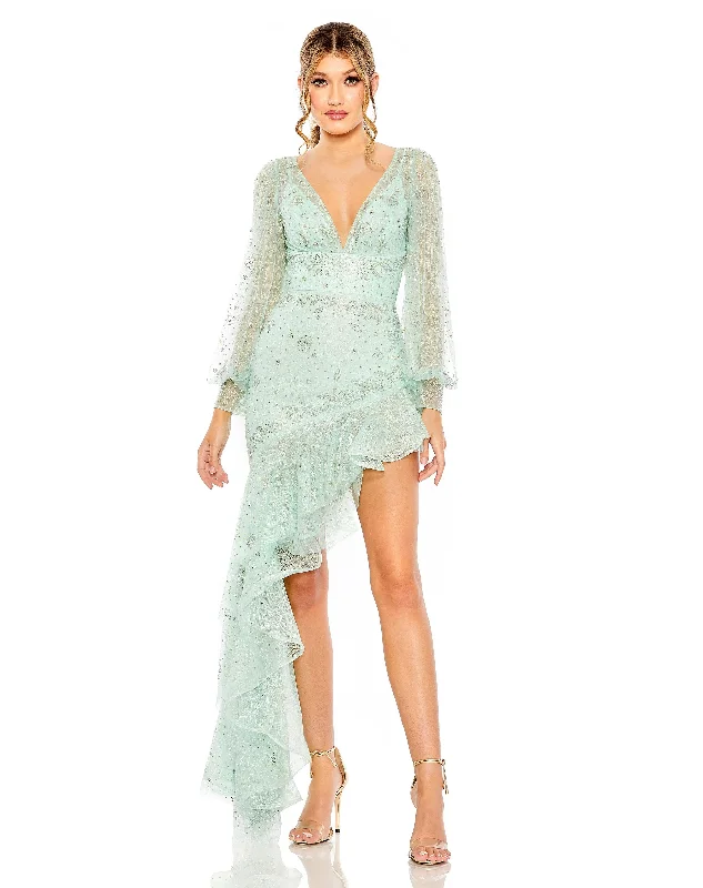 Tulle - over - satin wedding dresses for a soft look Mac Duggal 50744 High Low formal Floral Dress Tulle - over - satin wedding dresses for a soft look Mac Duggal 50744 High Low formal Floral Dress