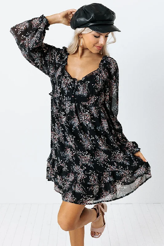 Leather mini dresses for a edgy style Dressed Up To Flirt Floral Babydoll Dress