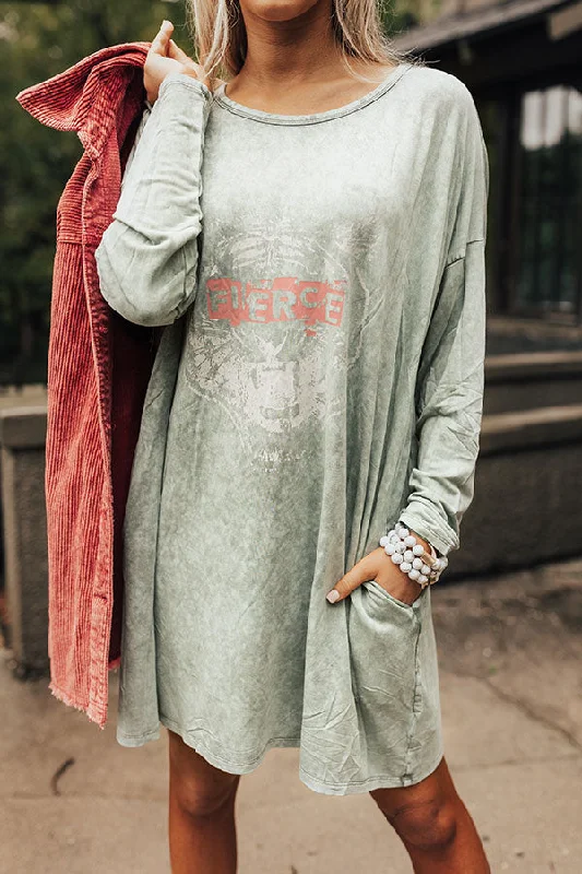Mini dresses with embroidered details for a unique touch Fierce Vintage Long-Sleeve Graphic T-Shirt Dress Mini dresses with embroidered details for a unique touch Fierce Vintage Long-Sleeve Graphic T-Shirt Dress