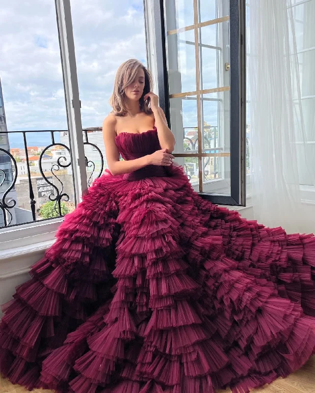 Sleeveless midi dresses with lace details for summer weddings Ruby Ruffle Gown