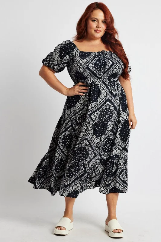 Midi dresses with ruched bodices for a feminine and fitted feel Blue Boho Midi Dress Short Sleeve Shirred Midi dresses with ruched bodices for a feminine and fitted feel Blue Boho Midi Dress Short Sleeve Shirred