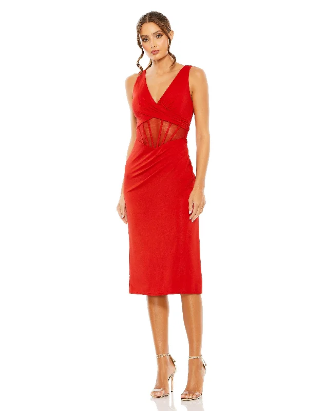 Two - piece wedding dresses with a crop top Mac Duggal 50726 Sleeveless Formal Knee Length Dress Two - piece wedding dresses with a crop top Mac Duggal 50726 Sleeveless Formal Knee Length Dress