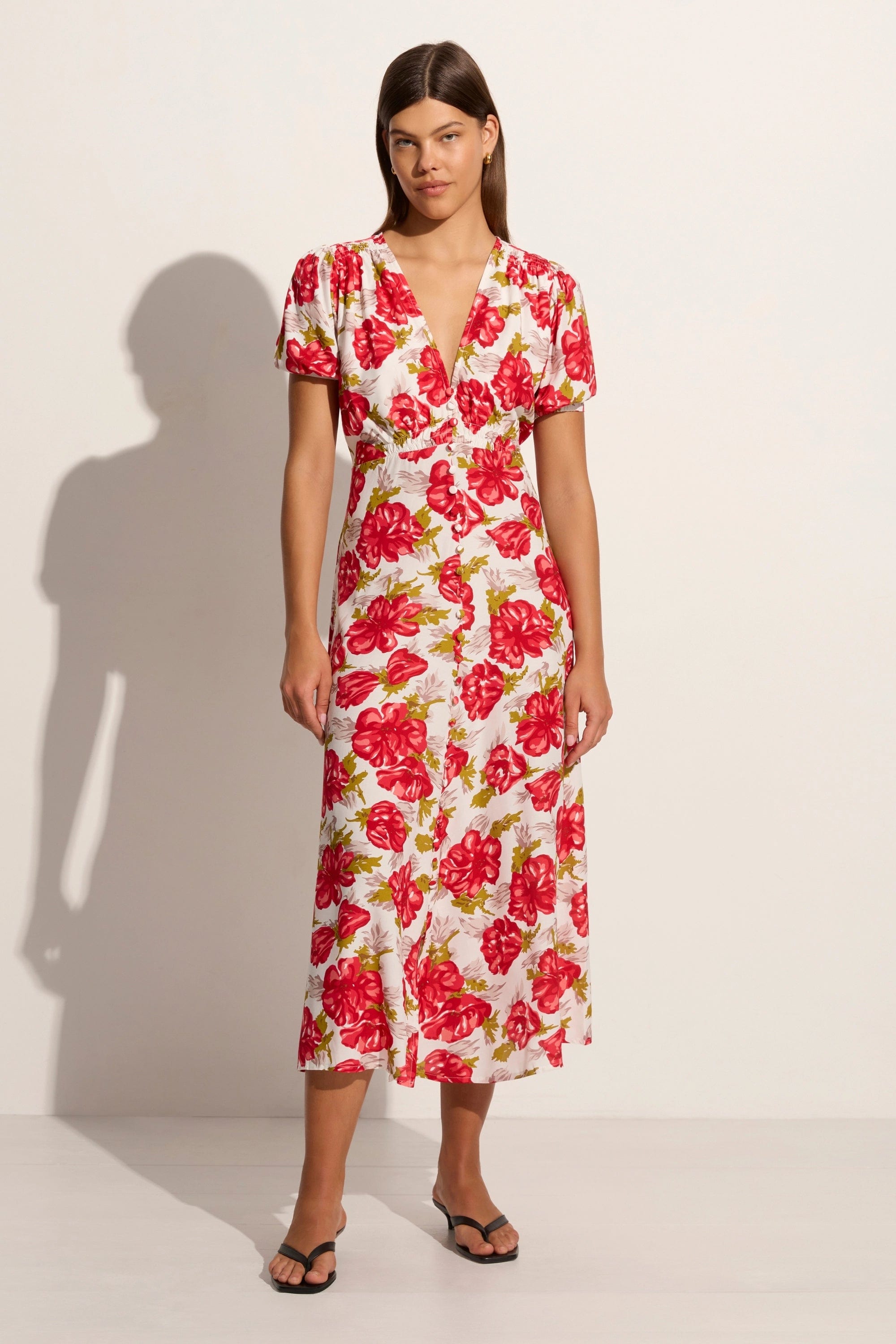 High - low midi dresses with geometric patterns for a modern party Bellavista Midi Dress Isadora Floral Red - Final Sale High - low midi dresses with geometric patterns for a modern party Bellavista Midi Dress Isadora Floral Red - Final Sale