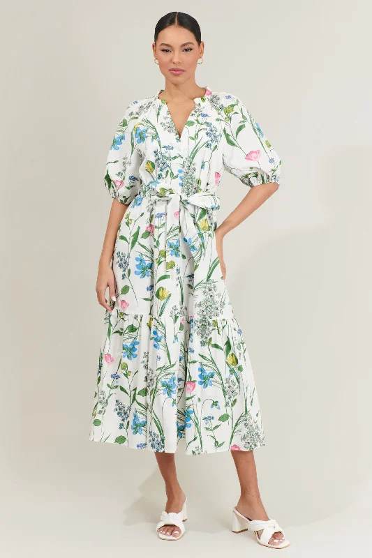 High - low midi dresses with geometric patterns for a modern party Clove Garden Floral Wynette Tiered Midi Dress High - low midi dresses with geometric patterns for a modern party Clove Garden Floral Wynette Tiered Midi Dress