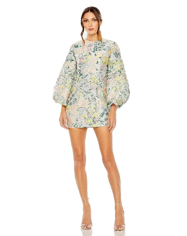 Long - sleeved lace wedding dresses for a modest style Mac Duggal 11609 Short Floral Puff Sleeve Cocktail Dress Long - sleeved lace wedding dresses for a modest style Mac Duggal 11609 Short Floral Puff Sleeve Cocktail Dress