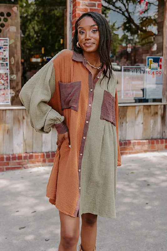 Mini dresses with cold - shoulder designs Cabin Parkway Colorblock Tunic Dress