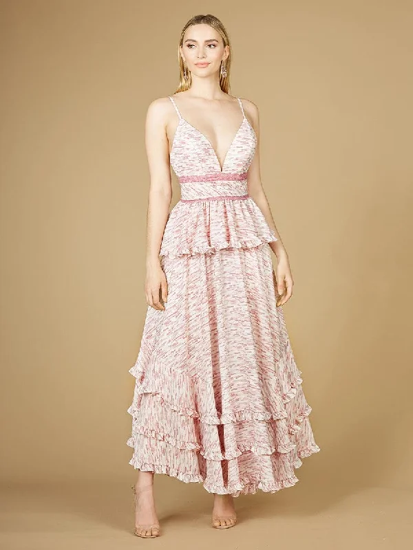 Lace - covered wedding dresses with a scalloped hem Lara Dresses 29277 Long Spaghetti Strap Print Formal Dress Lace - covered wedding dresses with a scalloped hem Lara Dresses 29277 Long Spaghetti Strap Print Formal Dress