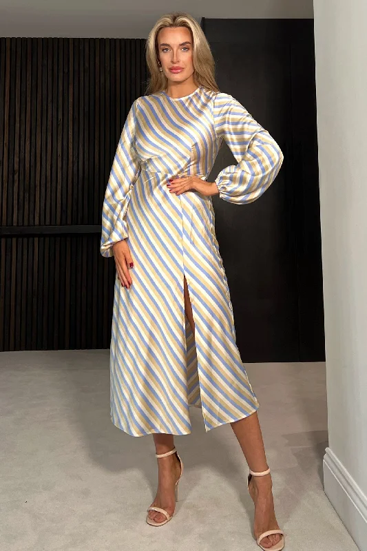 Midi dresses with bow accents for a sweet and charming look Mariana Pastel Stripe Midi Dress Midi dresses with bow accents for a sweet and charming look Mariana Pastel Stripe Midi Dress