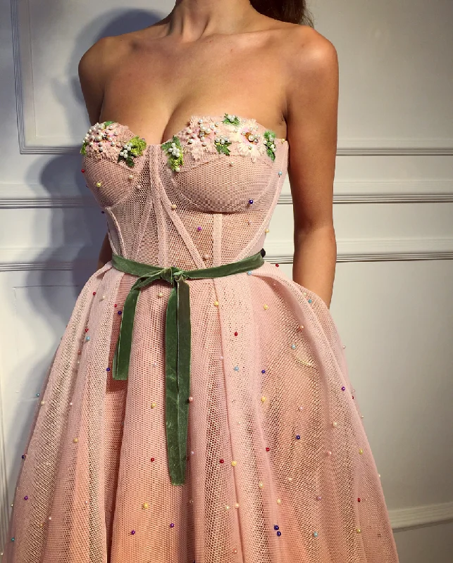 Metallic mini dresses for a glamorous event Pink Tuscan Gown