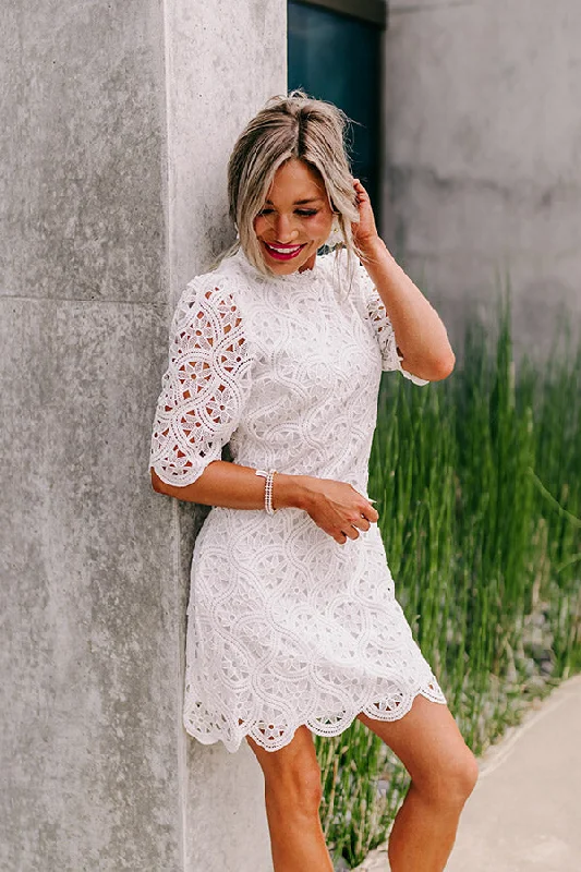 Mini dresses with empire waists for a flattering fit Claim To Love Crochet Dress in White Mini dresses with empire waists for a flattering fit Claim To Love Crochet Dress in White