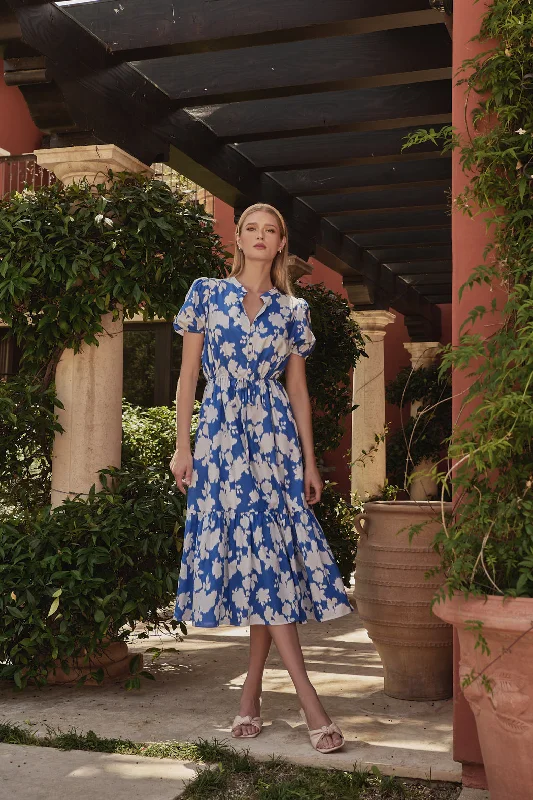 A - line midi dresses with floral prints for spring brunches Grafton Floral Ticking Floral Waist Tie Midi Dress A - line midi dresses with floral prints for spring brunches Grafton Floral Ticking Floral Waist Tie Midi Dress