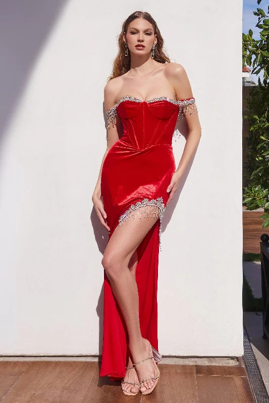 One - shoulder wedding dresses with a flowing sleeve Cinderella Divine CD292 Long Off Shoulder Fitted Prom Dress One - shoulder wedding dresses with a flowing sleeve Cinderella Divine CD292 Long Off Shoulder Fitted Prom Dress