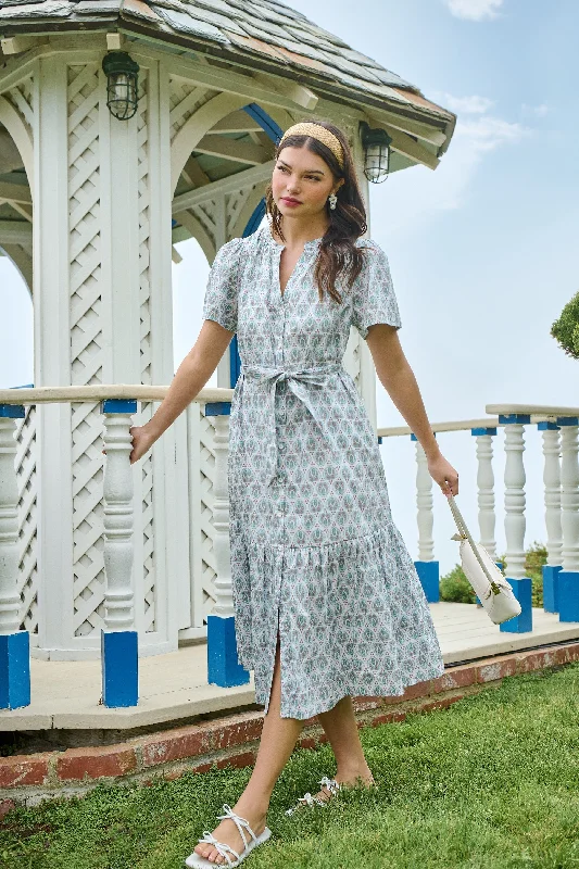Midi dresses with wrap - around skirts for a customizable fit Pilar Cora Button Up Midi Dress