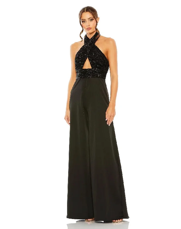 Sheath satin wedding dresses for a sleek appearance Mac Duggal 11666 Long Halter Formal Jumpsuit Sheath satin wedding dresses for a sleek appearance Mac Duggal 11666 Long Halter Formal Jumpsuit