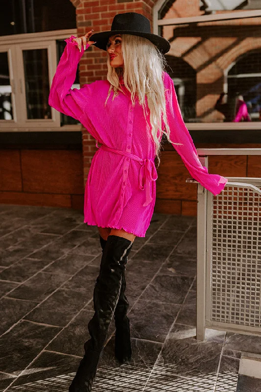 Mini dresses with cut - out details for a trendy look True To Form Pleated Dress In Fuchsia Mini dresses with cut - out details for a trendy look True To Form Pleated Dress In Fuchsia