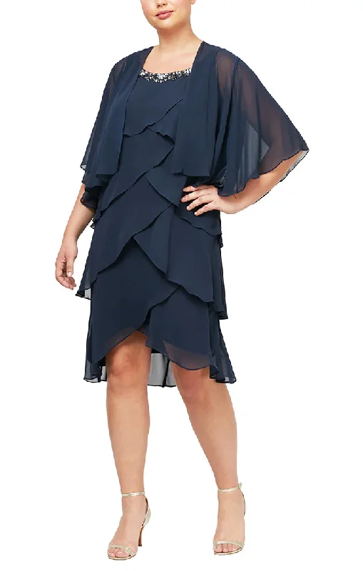 Maternity shift dress for casual outings SL Fashions 612296 Plus Size Tiered Short Jacket Dress Maternity shift dress for casual outings SL Fashions 612296 Plus Size Tiered Short Jacket Dress