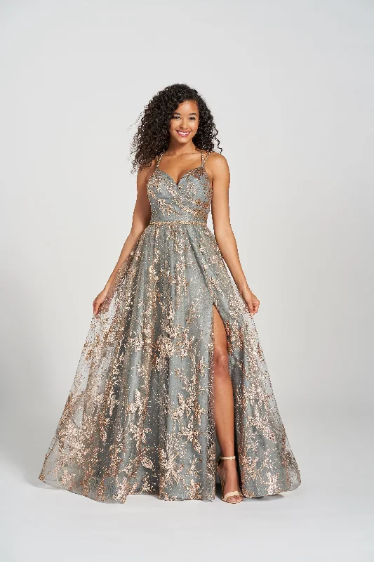 Maternity dress for a baby's first visit to the winery Colette CL12218 Glitter Formal Prom Long Dress