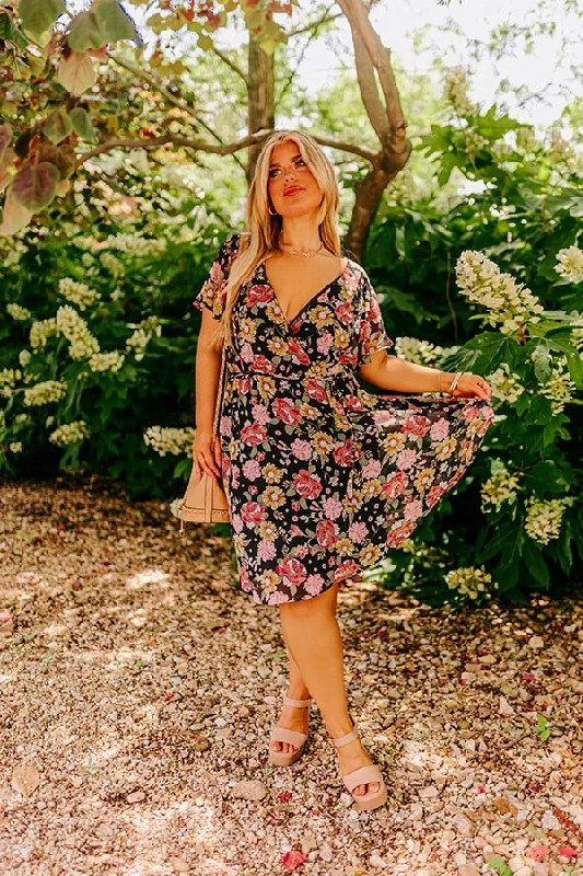 Polyester mini dresses for easy care Sweet Like Honey Floral Mini Dress In Black Curves Polyester mini dresses for easy care Sweet Like Honey Floral Mini Dress In Black Curves