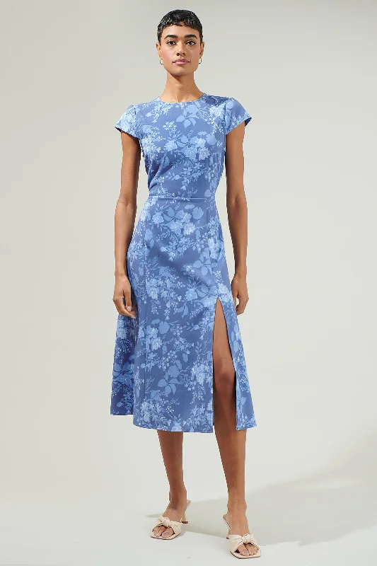 Midi dresses with V - necklines for a flattering and elongating effect Borage Floral Everbloom Cutout Midi Dress Midi dresses with V - necklines for a flattering and elongating effect Borage Floral Everbloom Cutout Midi Dress