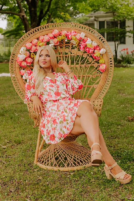 Polyester mini dresses for easy care Grace Given Floral Dress In Ivory Curves