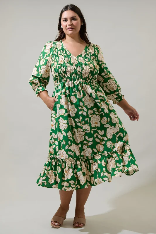 Midi dresses with ribbed textures for a unique and tactile appearance Lucena Floral Lemy Poplin Midi Dress Curve Midi dresses with ribbed textures for a unique and tactile appearance Lucena Floral Lemy Poplin Midi Dress Curve
