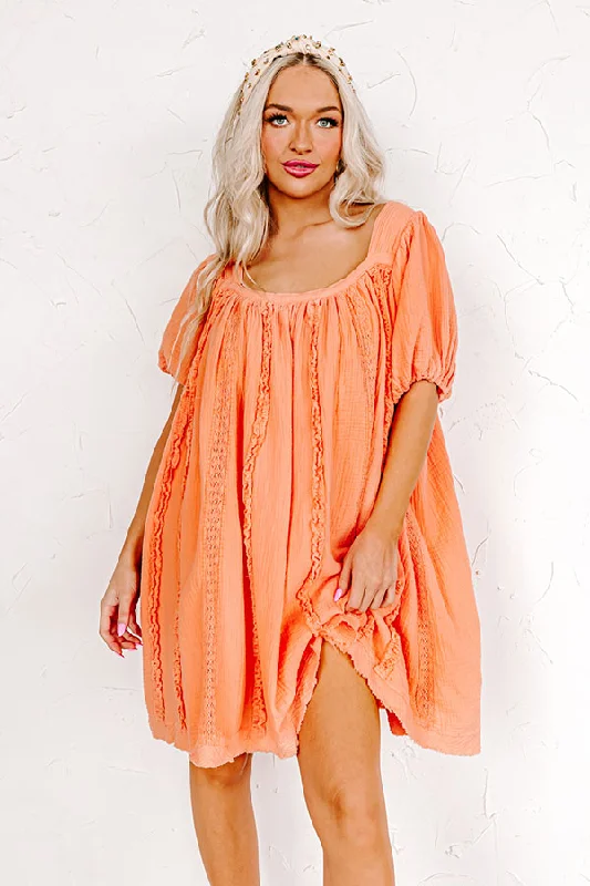 Leather mini dresses for a edgy style California Casa Shift Dress In Peach