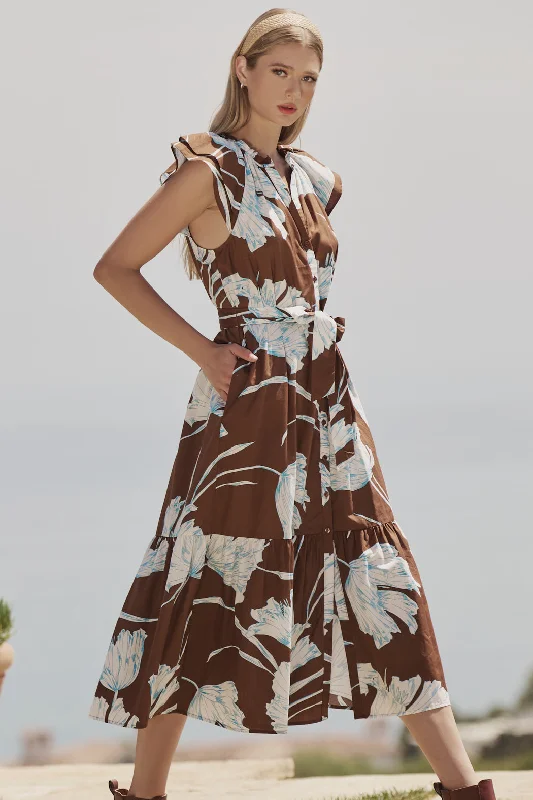 Midi dresses with lace - up fronts for a unique and adjustable style Zico Floral Charlotte Button Midi Dress Midi dresses with lace - up fronts for a unique and adjustable style Zico Floral Charlotte Button Midi Dress