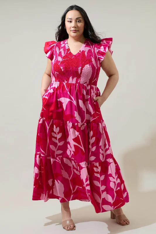 Midi dresses with belted waists to accentuate the figure Mila Floral Sunfire Smocked Bodice Tiered Midi Dress Curve Midi dresses with belted waists to accentuate the figure Mila Floral Sunfire Smocked Bodice Tiered Midi Dress Curve