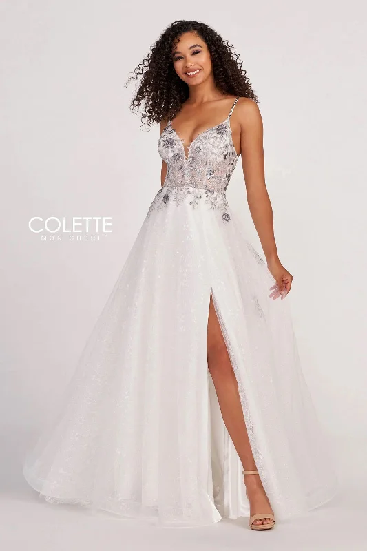 Maternity jersey dress for comfort Colette CL2064 Long Formal Glitter Prom Dress