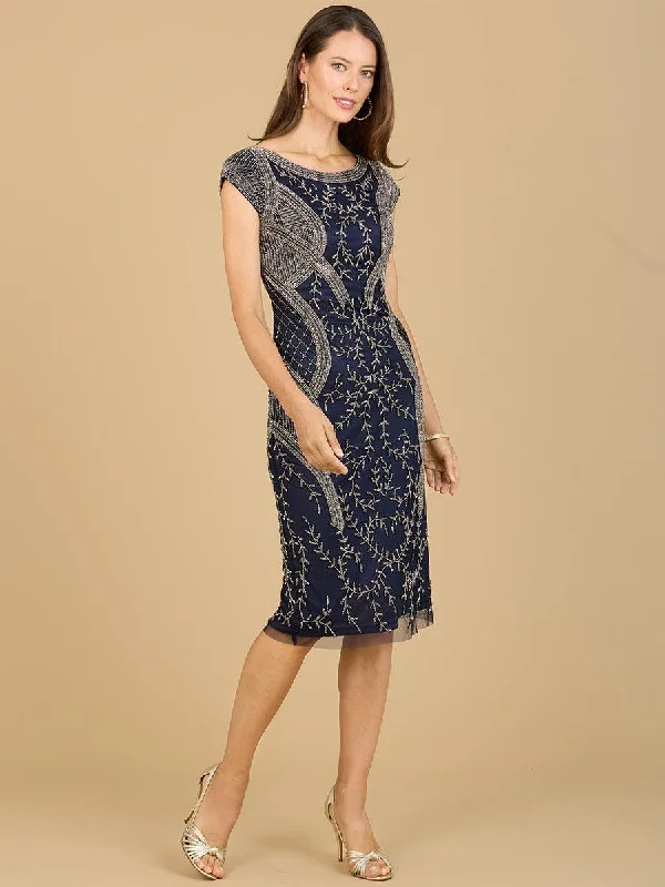Square - neck wedding dresses with a demure look​ Lara Dresses 29174 Cap Sleeve Midi Cocktail Dress