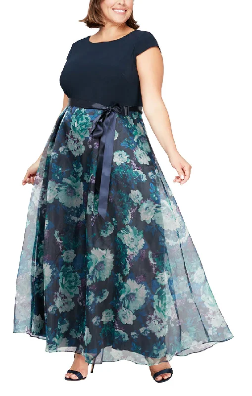 Maternity dress for hospital visits during pregnancy SL Fashions 9441141 Plus Size Floral Printed Organza Skirt Long Dress Maternity dress for hospital visits during pregnancy SL Fashions 9441141 Plus Size Floral Printed Organza Skirt Long Dress