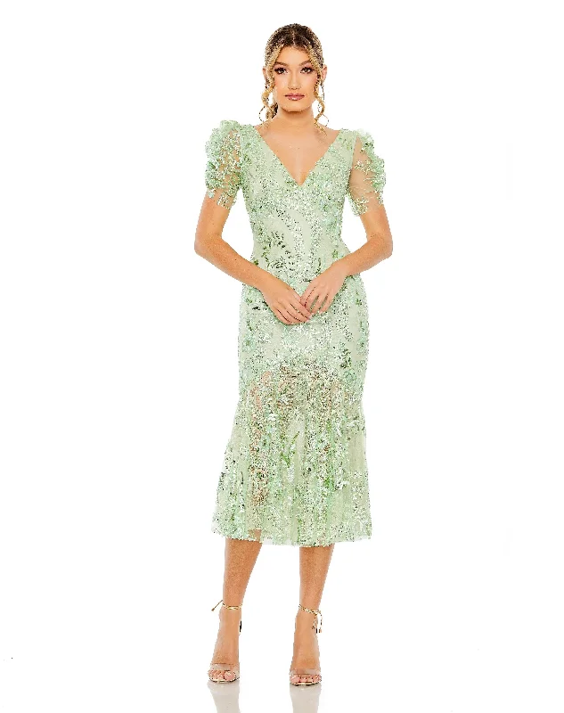 Backless wedding dresses with lace - up details Mac Duggal 68266 Short Sleeve Formal Tea Length Dress Backless wedding dresses with lace - up details Mac Duggal 68266 Short Sleeve Formal Tea Length Dress