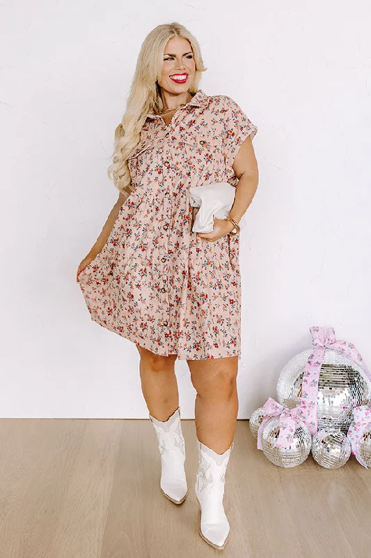 Mini dresses with button - down fronts Feeling At Peace Corduroy Dress Curves