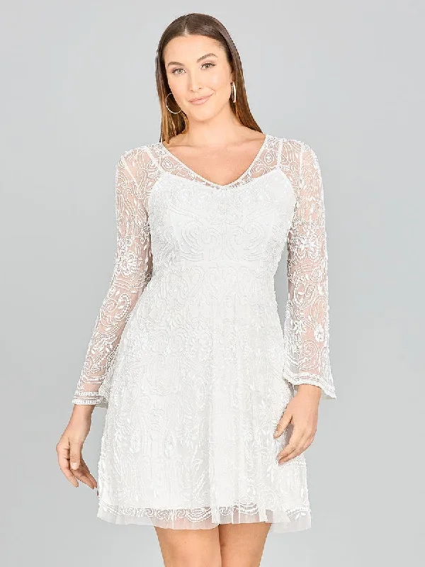 Two - piece wedding dresses with a crop top Lara Dresses 33414 Long Sleeve A-Line Cocktail Dress Two - piece wedding dresses with a crop top Lara Dresses 33414 Long Sleeve A-Line Cocktail Dress