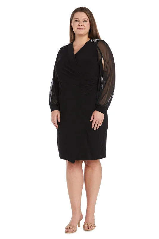 Maternity denim dress for a casual vibe R&M Richards 1551W Short Cocktail Long Sleeve Plus Size Dress Maternity denim dress for a casual vibe R&M Richards 1551W Short Cocktail Long Sleeve Plus Size Dress