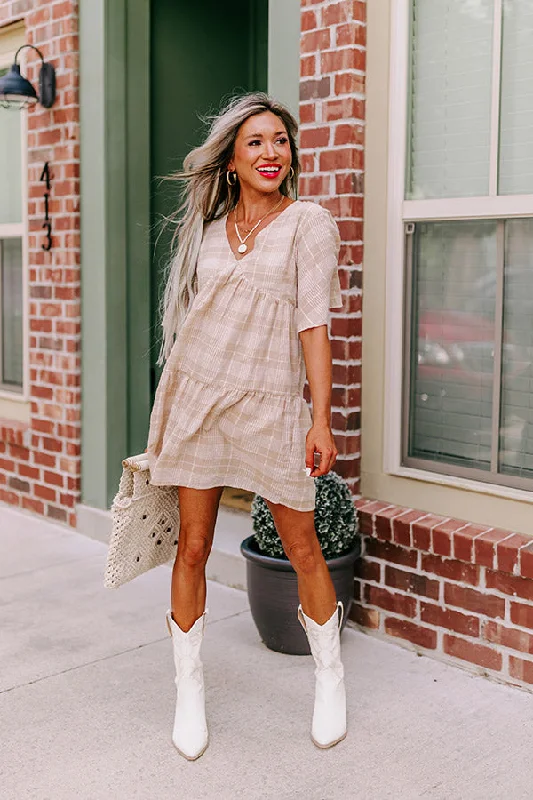 Mini dresses with ruched bodices for a feminine touch Pretty Presence Babydoll Dress In Iced Latte Mini dresses with ruched bodices for a feminine touch Pretty Presence Babydoll Dress In Iced Latte