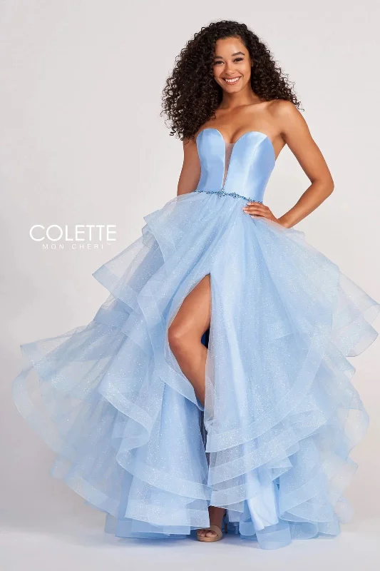 Maternity dress for a baby's dedication Colette CL2006 Glitter Flounce Formal Prom Long Ball Gown Maternity dress for a baby's dedication Colette CL2006 Glitter Flounce Formal Prom Long Ball Gown