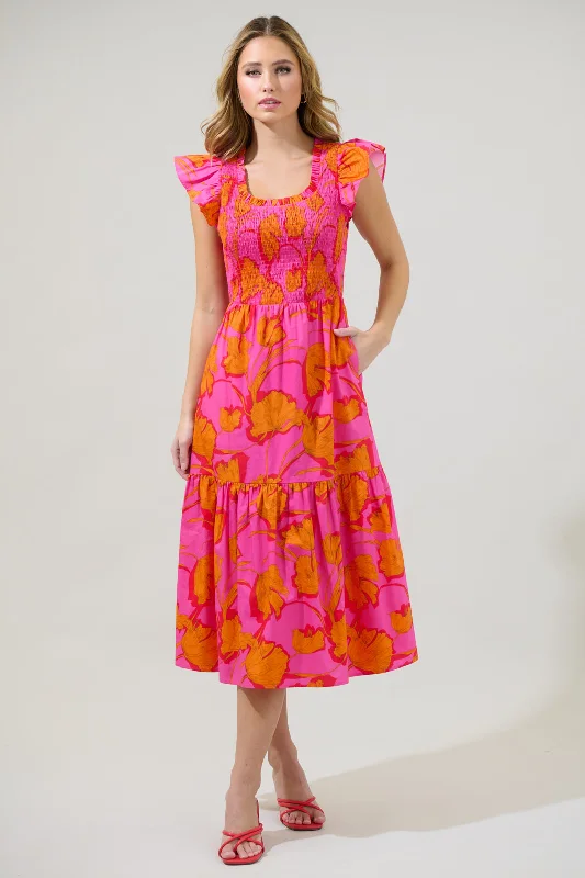 Midi dresses with puff sleeves for a vintage - inspired look Passion Punch Giza Glare Smock Tiered Midi Dress Midi dresses with puff sleeves for a vintage - inspired look Passion Punch Giza Glare Smock Tiered Midi Dress