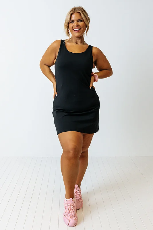 Metallic mini dresses for a glamorous event Back At It Again Athletic Dress Curves